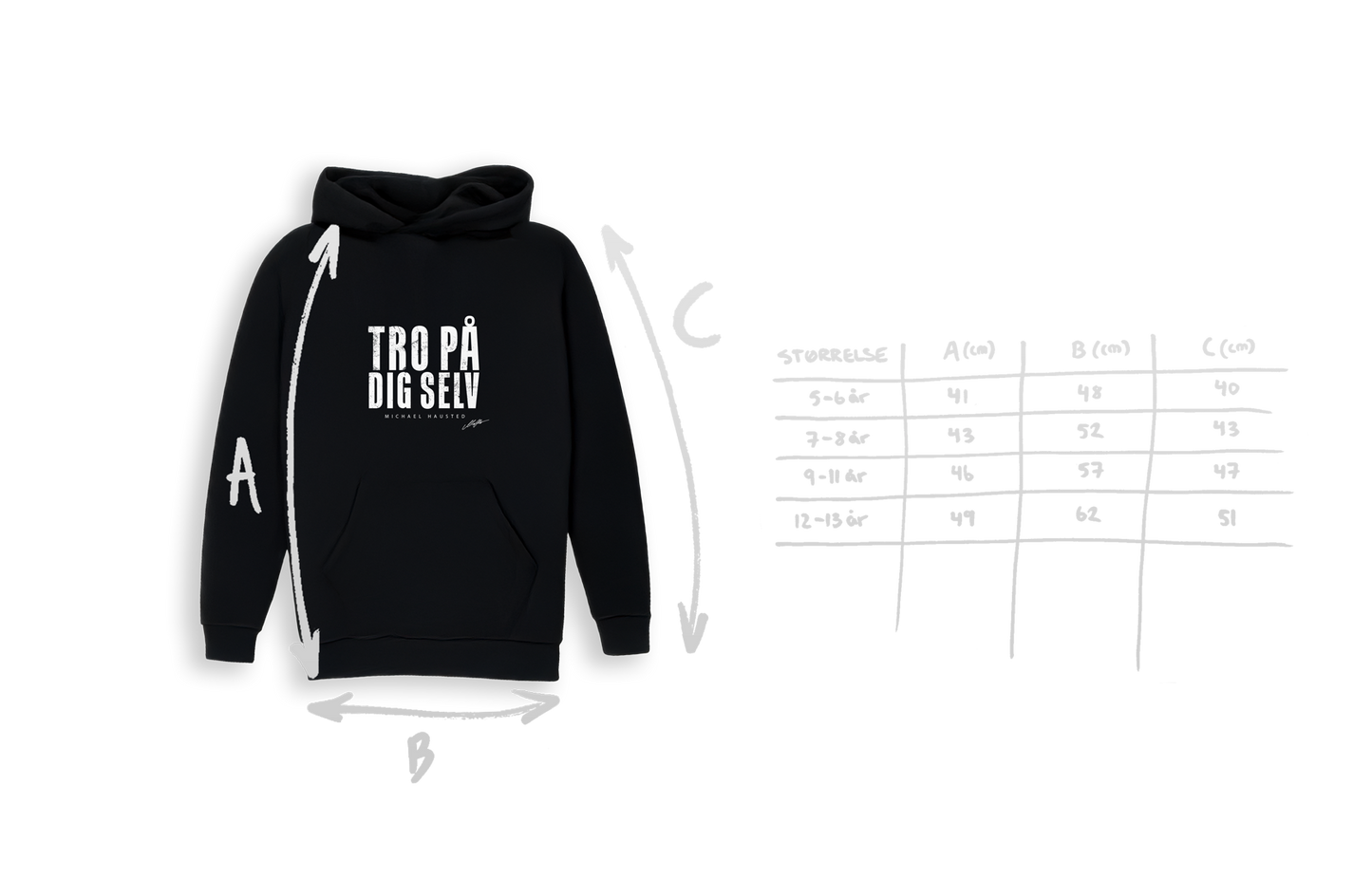 TRO PÅ DIG SELV - SORT HOODIE (Børn)