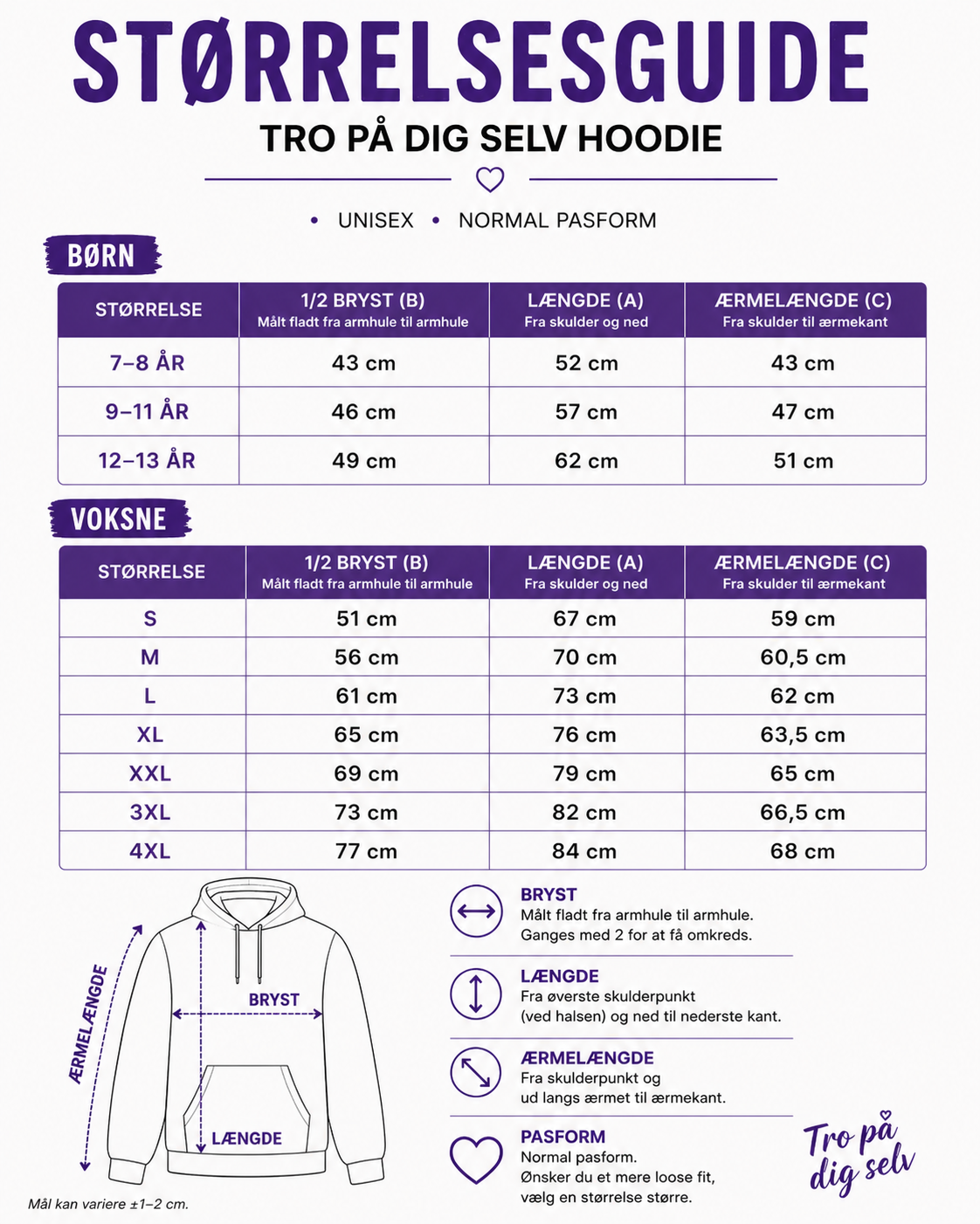 TRO PÅ DIG SELV - SORT HOODIE (Voksen)