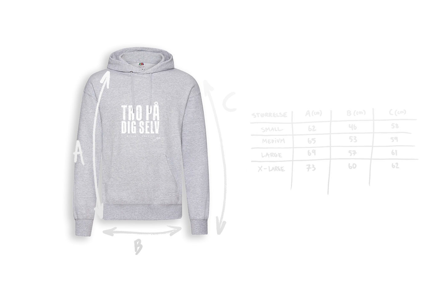 TRO PÅ DIG SELV - GRÅ HOODIE (Voksen)