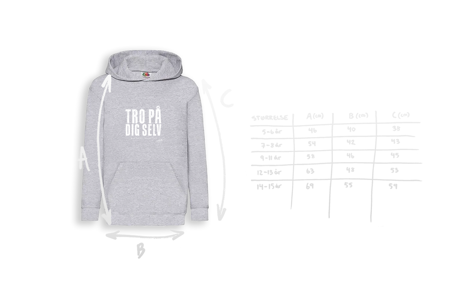 TRO PÅ DIG SELV - GRÅ HOODIE (Børn)
