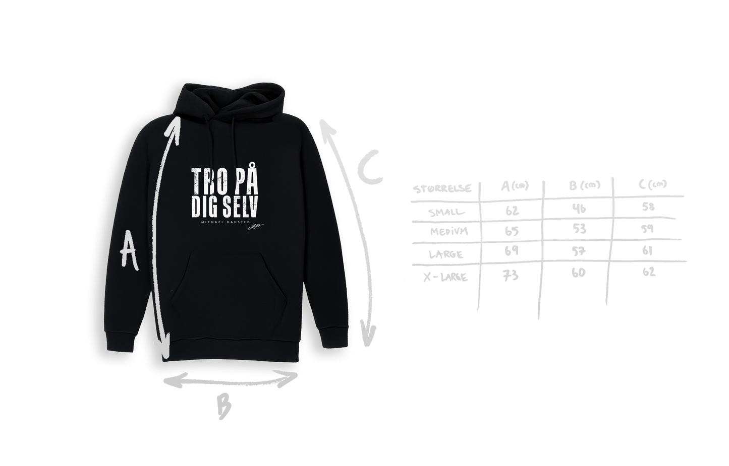 TRO PÅ DIG SELV - SORT HOODIE (Voksen)