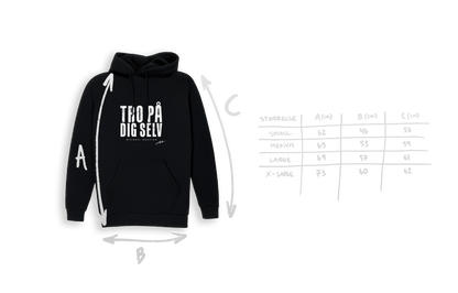 TRO PÅ DIG SELV - SORT HOODIE (Voksen)