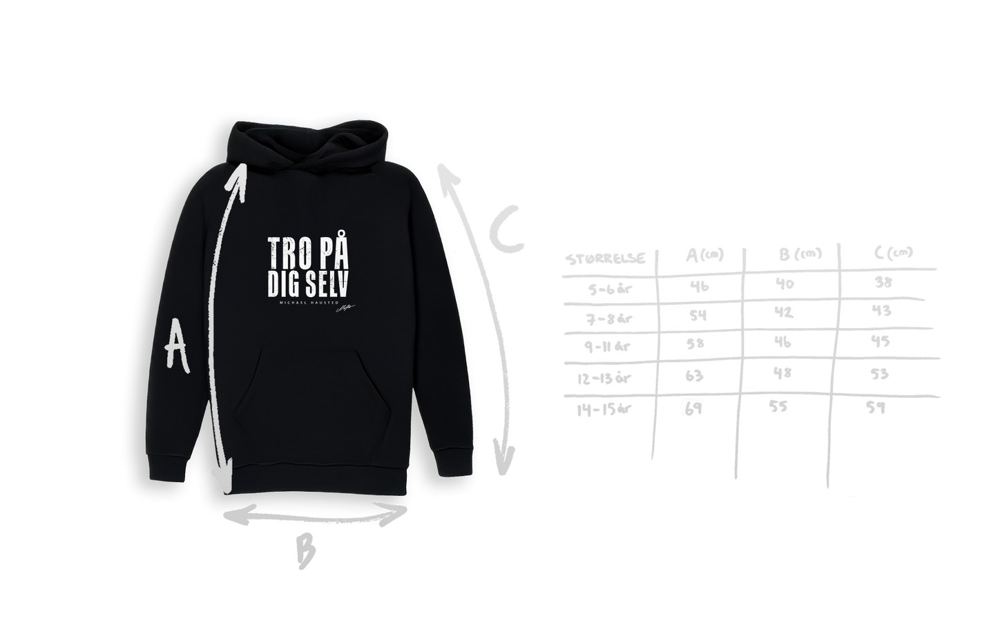 TRO PÅ DIG SELV - SORT HOODIE (Børn)